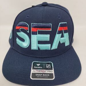 Seattle Kraken 3D NHL Fanatics Sea Blue Authentic Pro Rink Snapback Hat Cap NEW